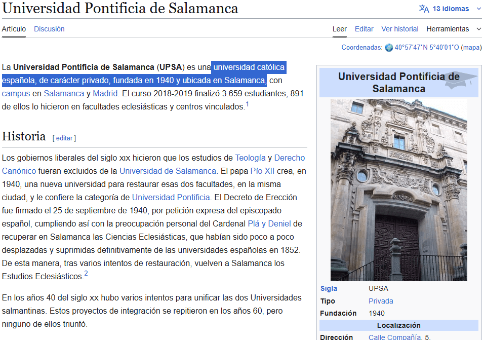 Opinión CAFYD de Universidad Pontificia de Salamanca (UPSA) 1 Wikipedia Universidad Pontificia de Salamanca