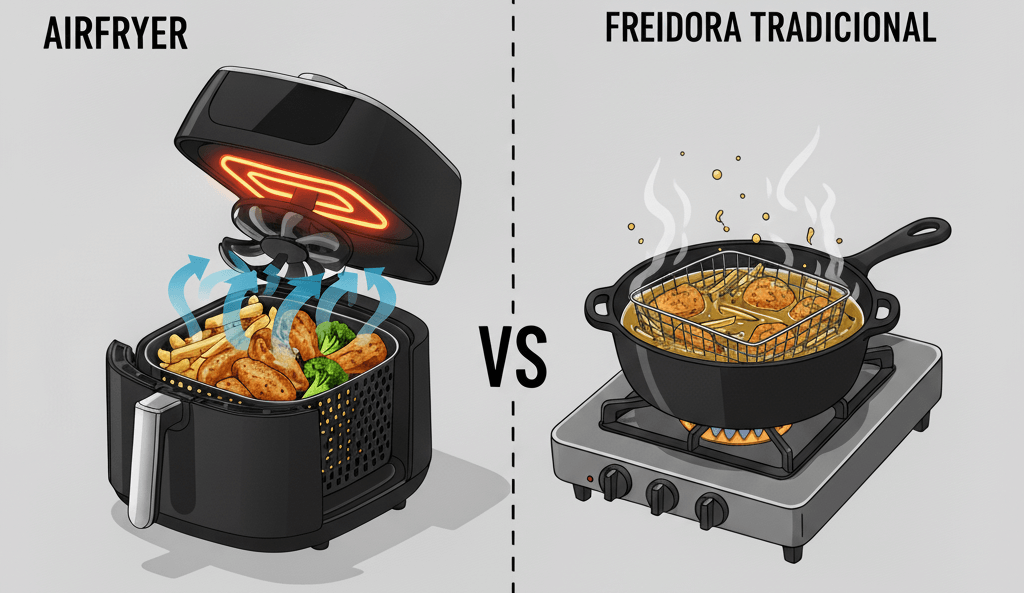 Airfryer vs fritura tradicional