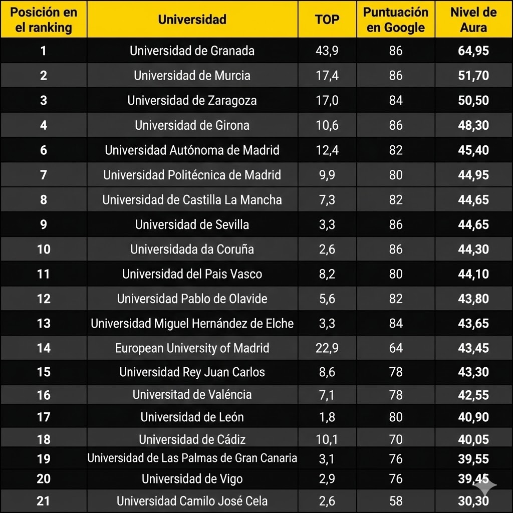 ranking universidades cafyd